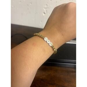 Unbranded Gold tone Beaded MOM Bracelet | Stretch Letter Charm Gift for Mom
